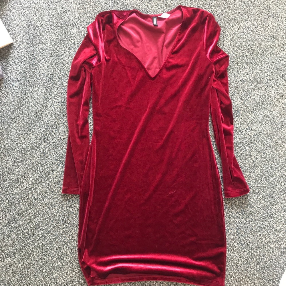 Crushed red velvet dress